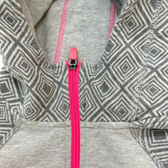Danskin Girls' Full Zip Hoodie L Gray Pink Accents Geometric Pattern - Picture 4 of 5